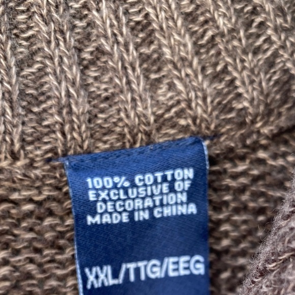 Chap’s Men’s Cotton Brown Heather Pullover Sweater With Elbow Patches - Picture 12 of 12